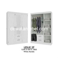 Wardrobe 3 Doors - Garvani Leslie 3P / White Marble Doff